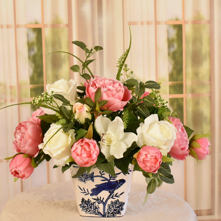 Pink artificial deals flower arrangements